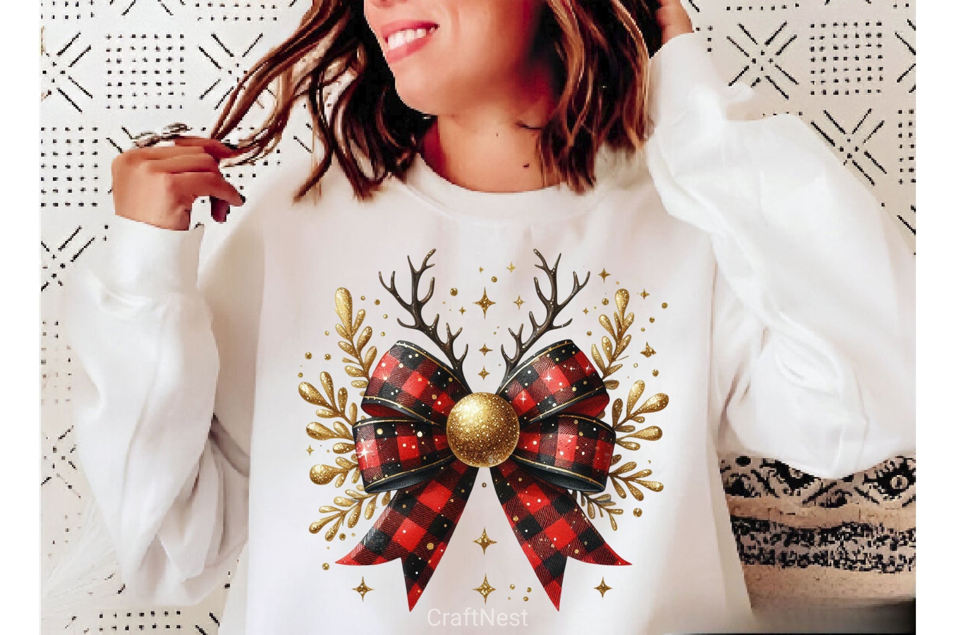 Christmas Reindeer Bow Clipart Bundle - CraftNest - Digital Crafting and Art