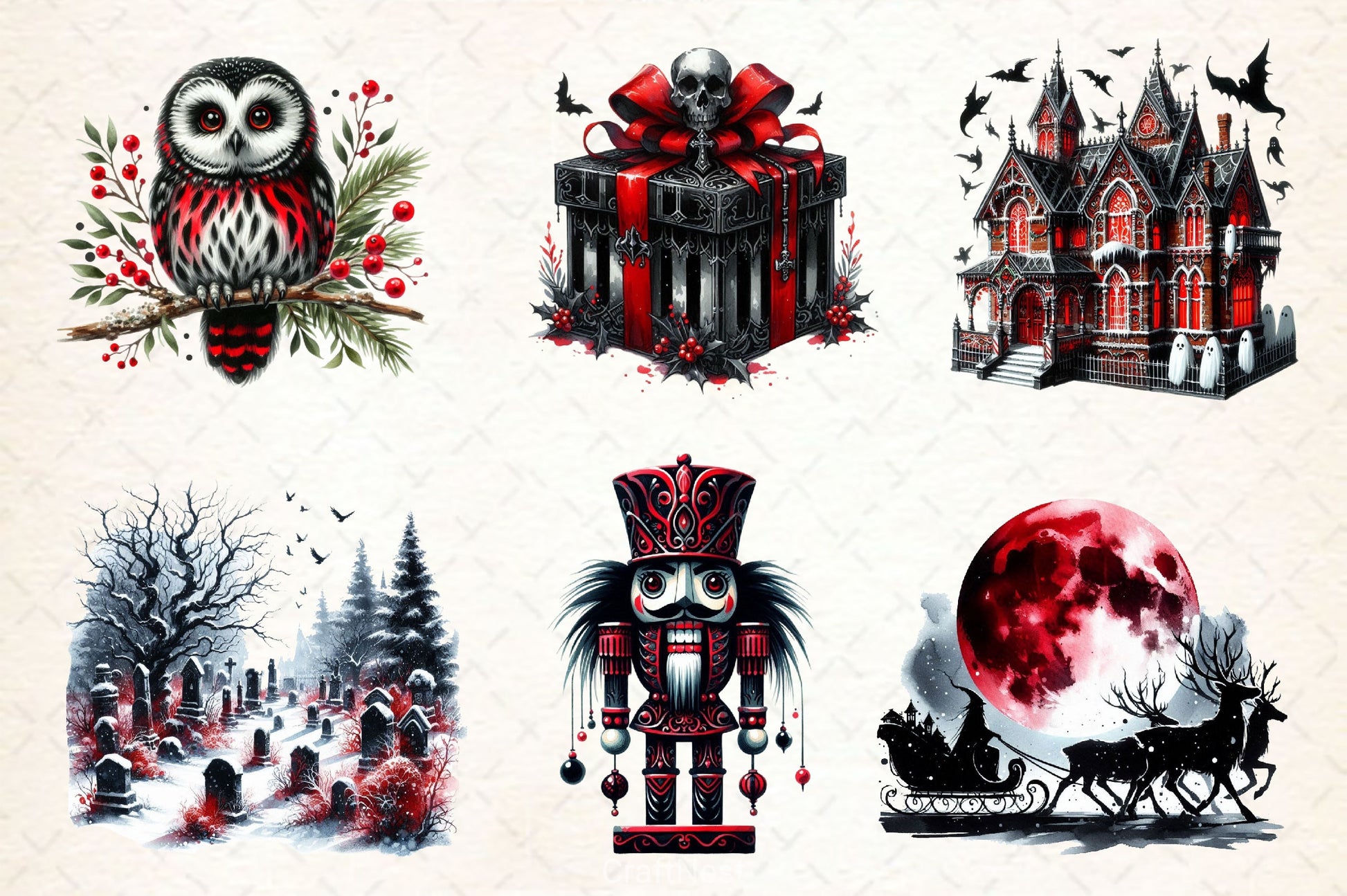 Gothic Christmas Clipart Bundle 2 - CraftNest - Digital Crafting and Art