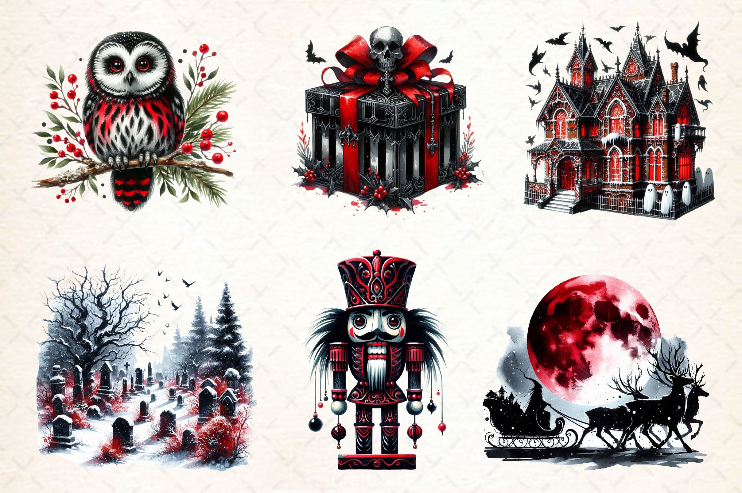 Gothic Christmas Clipart Bundle 2 - CraftNest - Digital Crafting and Art