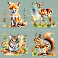 Cute Woodland Animals Clipart Bundle 2 - CraftNest - Digital Crafting and Art