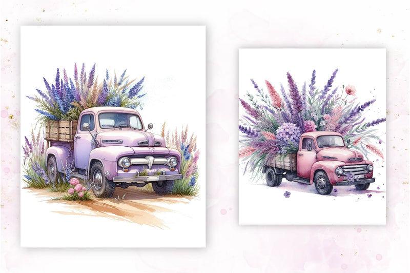 Vintage Floral Truck Clipart Bundle - CraftNest - Digital Crafting and Art