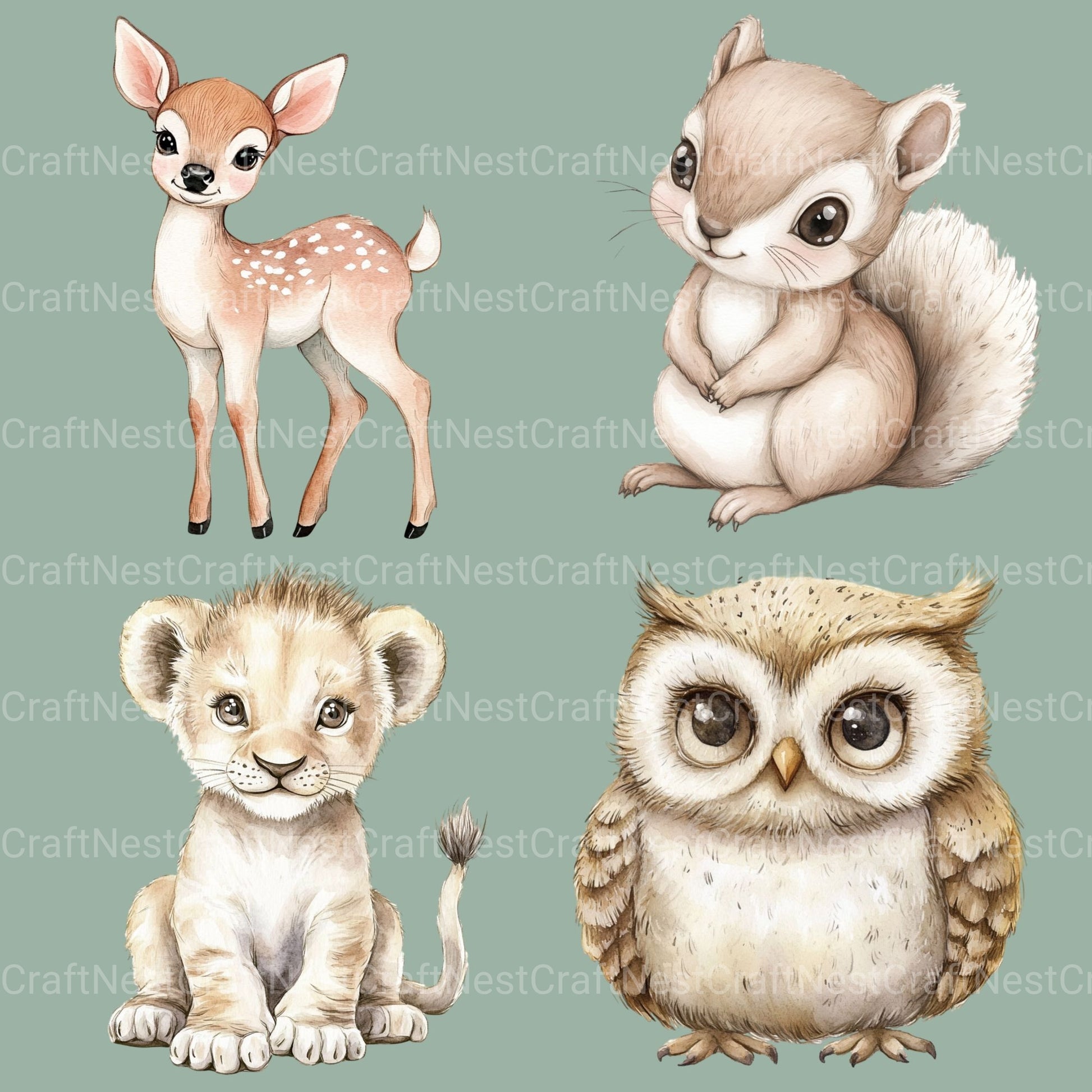 Nursery Animals Clipart Bundle 3 - CraftNest - Digital Crafting and Art