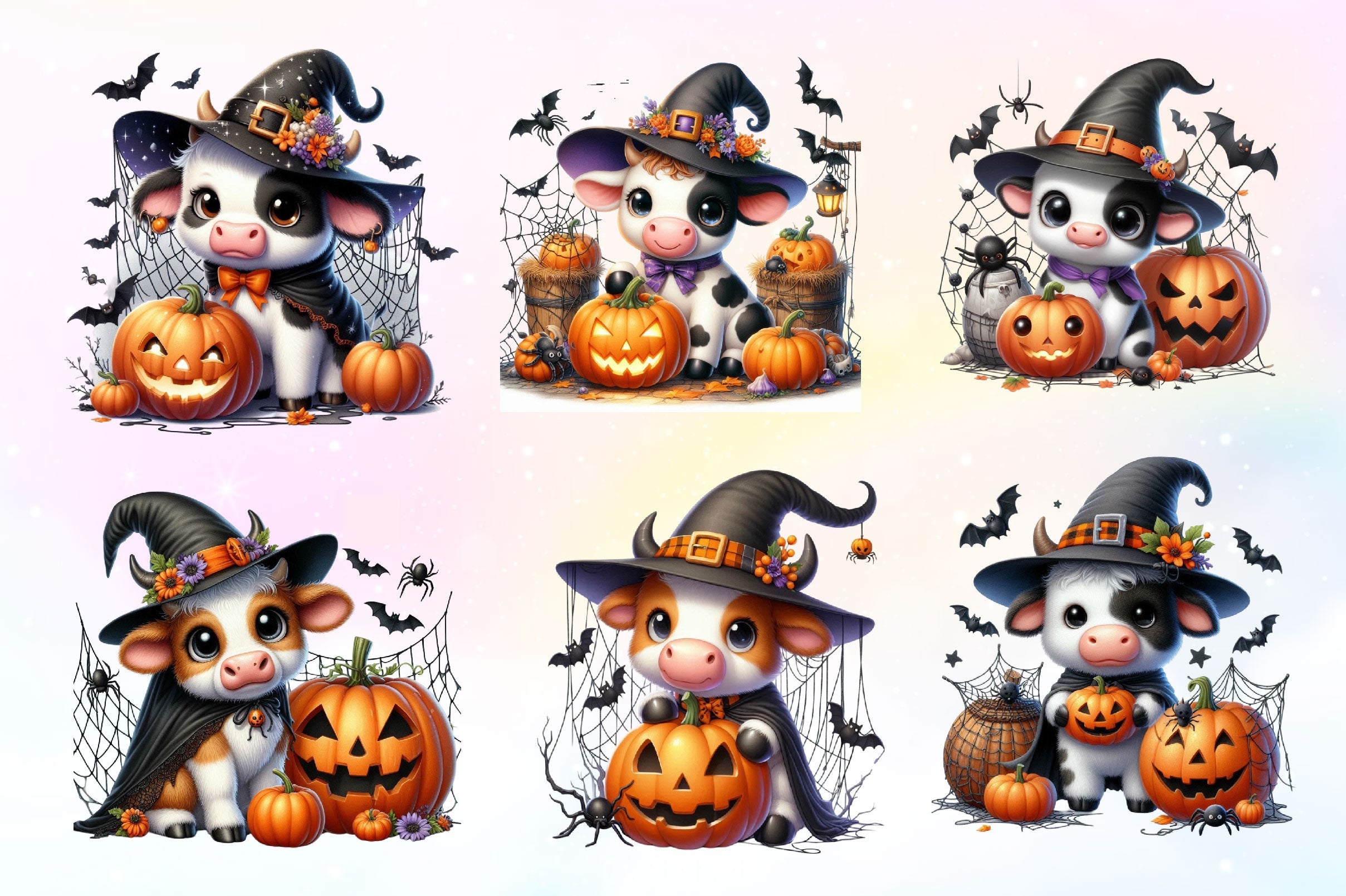 Cute Baby Cow For Halloween Clipart Bundle 2 - CraftNest - Digital Crafting and Art