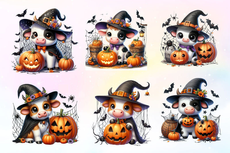 Cute Baby Cow For Halloween Clipart Bundle 2 - CraftNest - Digital Crafting and Art