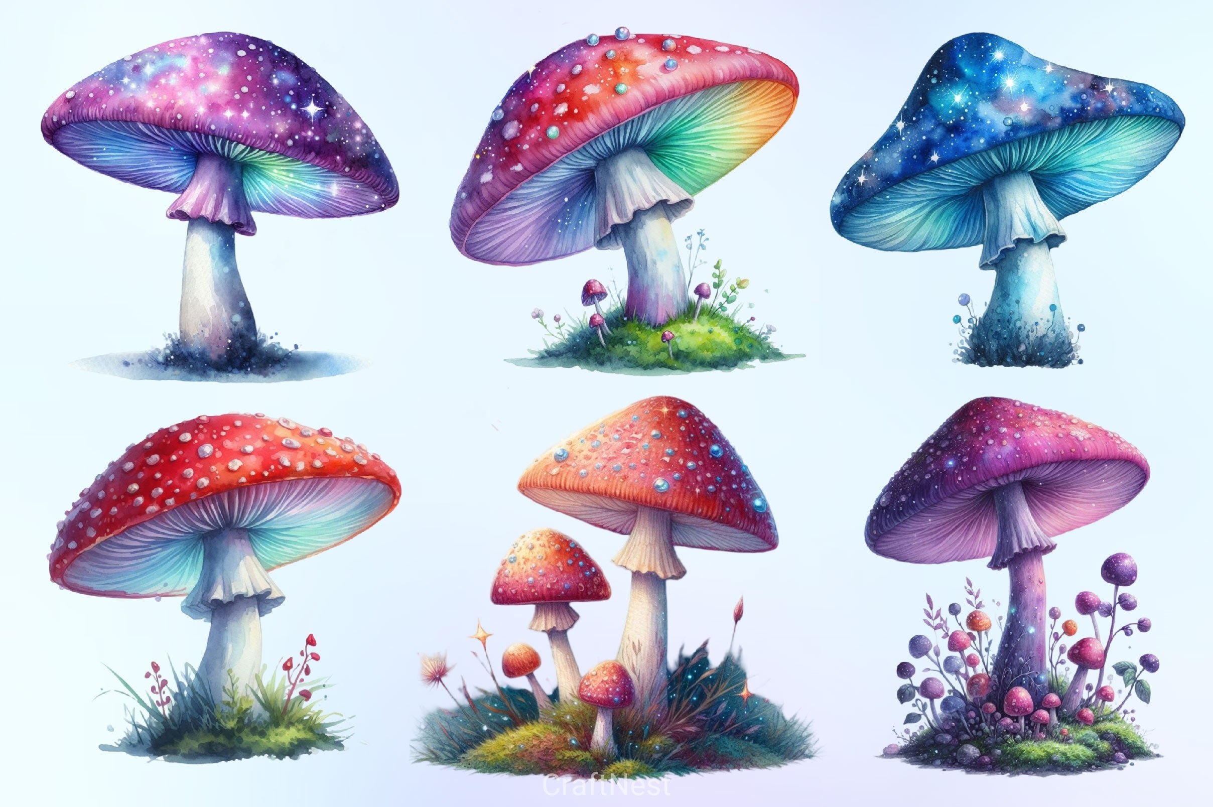 Mystical Mushrooms Clipart Bundle - CraftNest - Digital Crafting and Art
