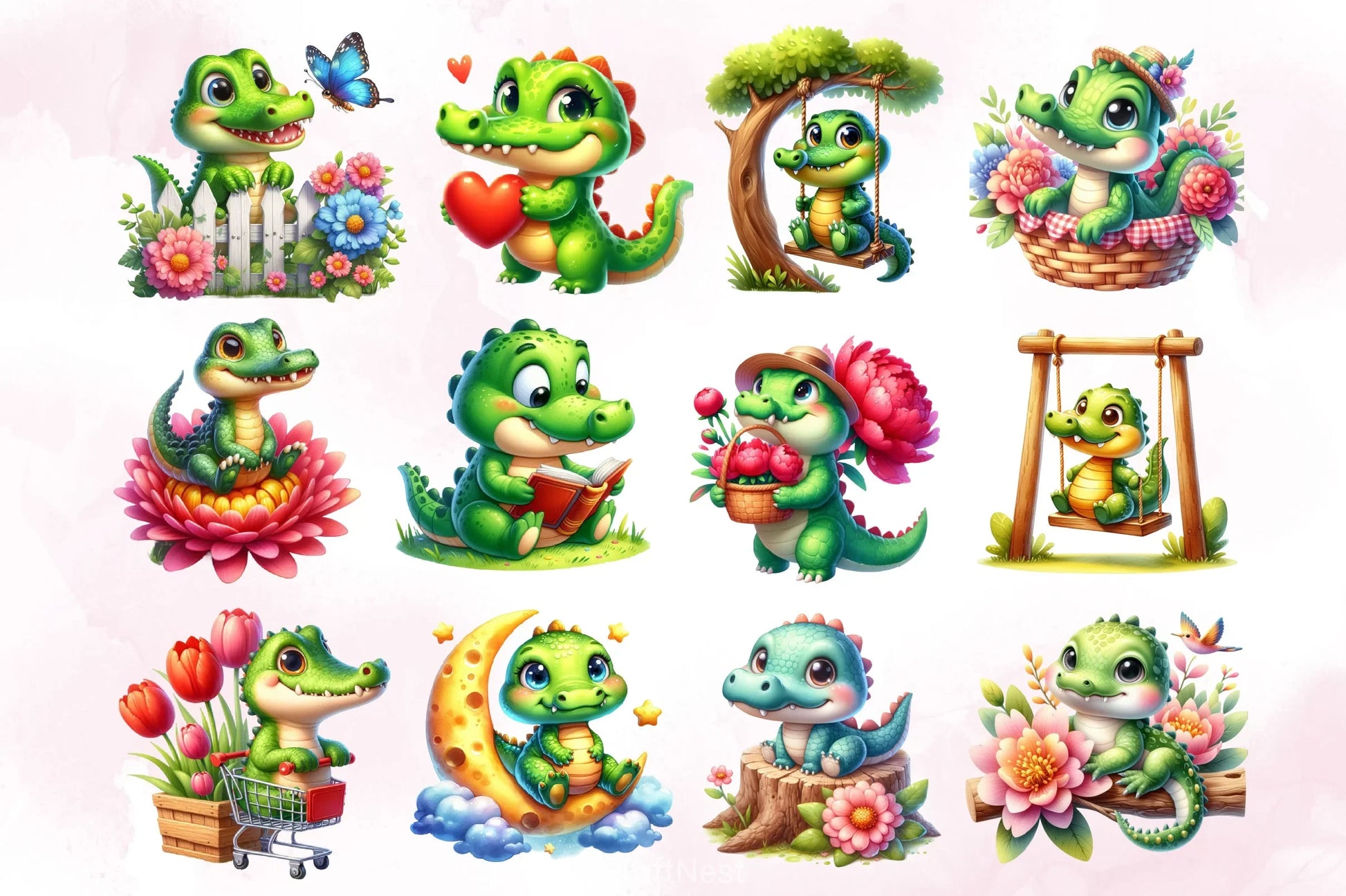 Cute Crocodile Clipart Bundle - CraftNest - Digital Crafting and Art