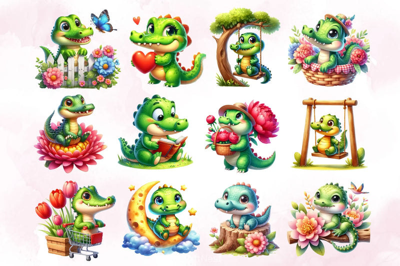 Cute Crocodile Clipart Bundle - CraftNest - Digital Crafting and Art