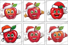Christmas Apple Santa Hat Clipart Bundle - CraftNest - Digital Crafting and Art