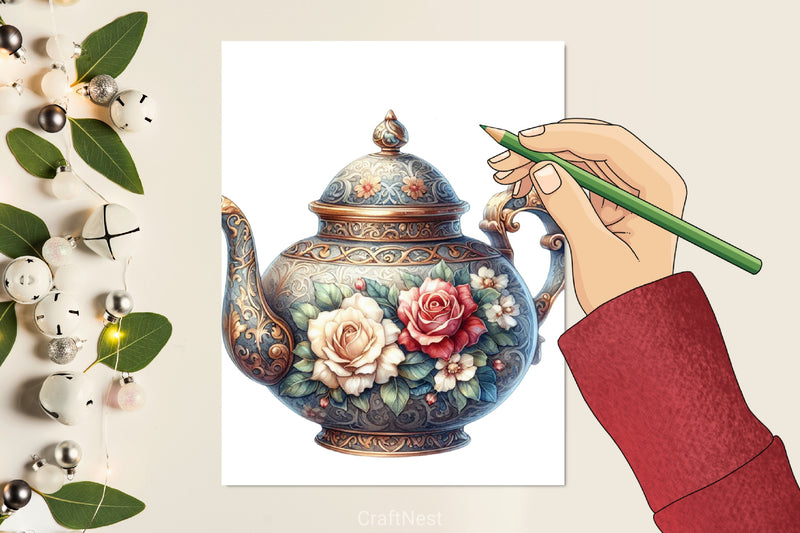 Vintage Teapot Clipart Bundle - CraftNest - Digital Crafting and Art