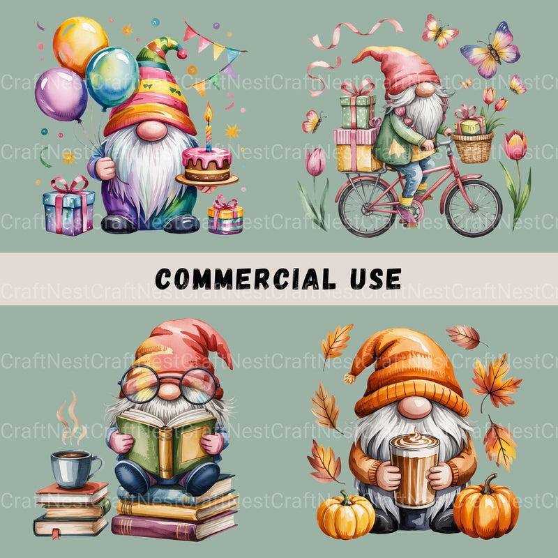 Gnomes For All Seasons Clipart Bundle - CraftNest - Digital Crafting and Art