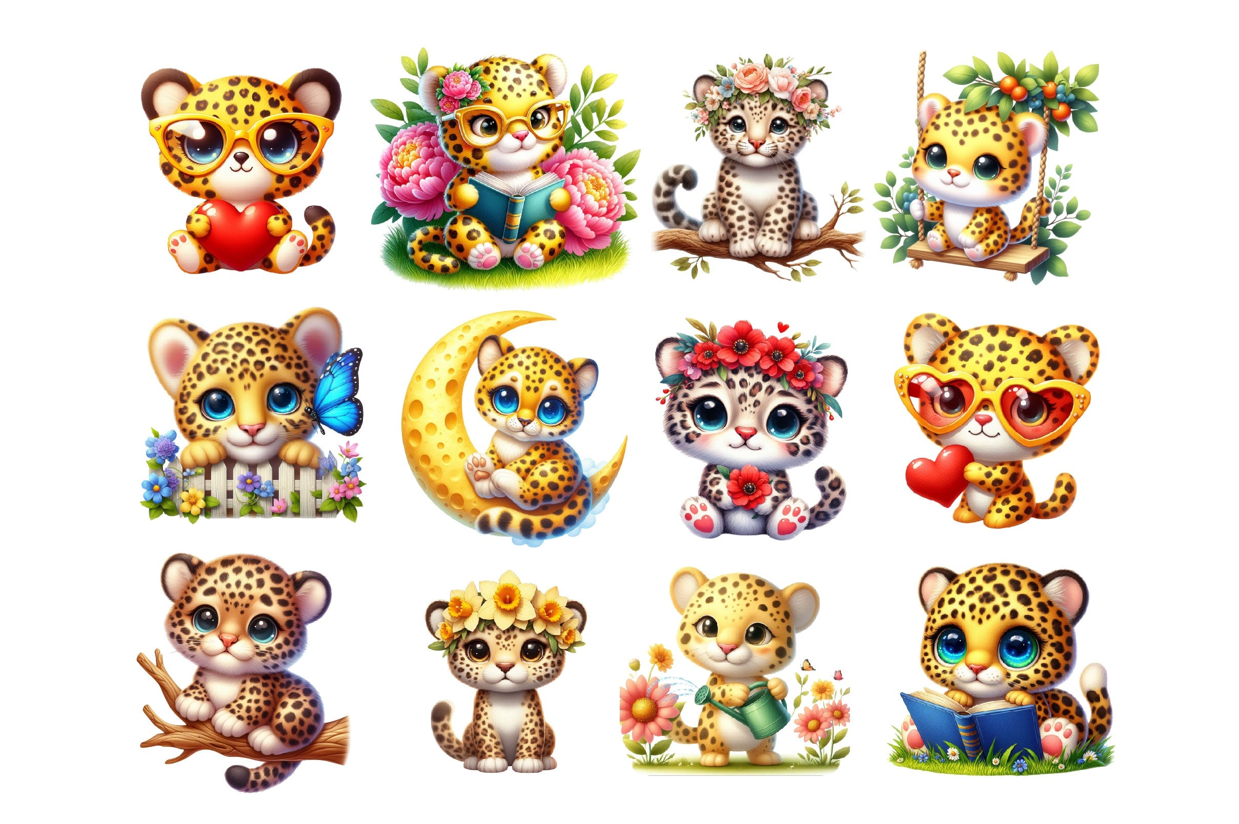 Cute Leopards Clipart Bundle - CraftNest - Digital Crafting and Art