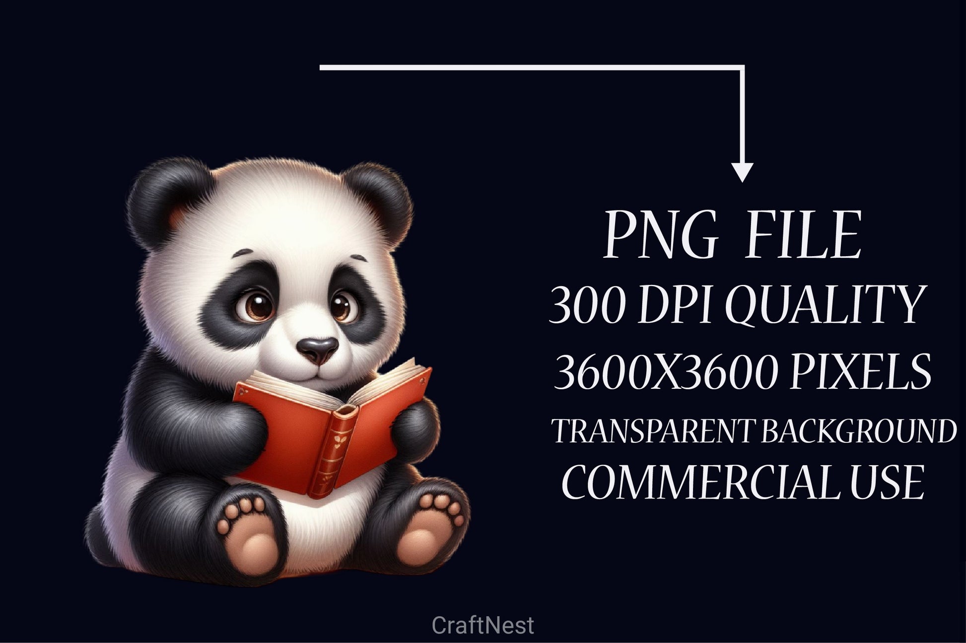 Panda Reading Book Clipart Bundle - CraftNest - Digital Crafting and Art