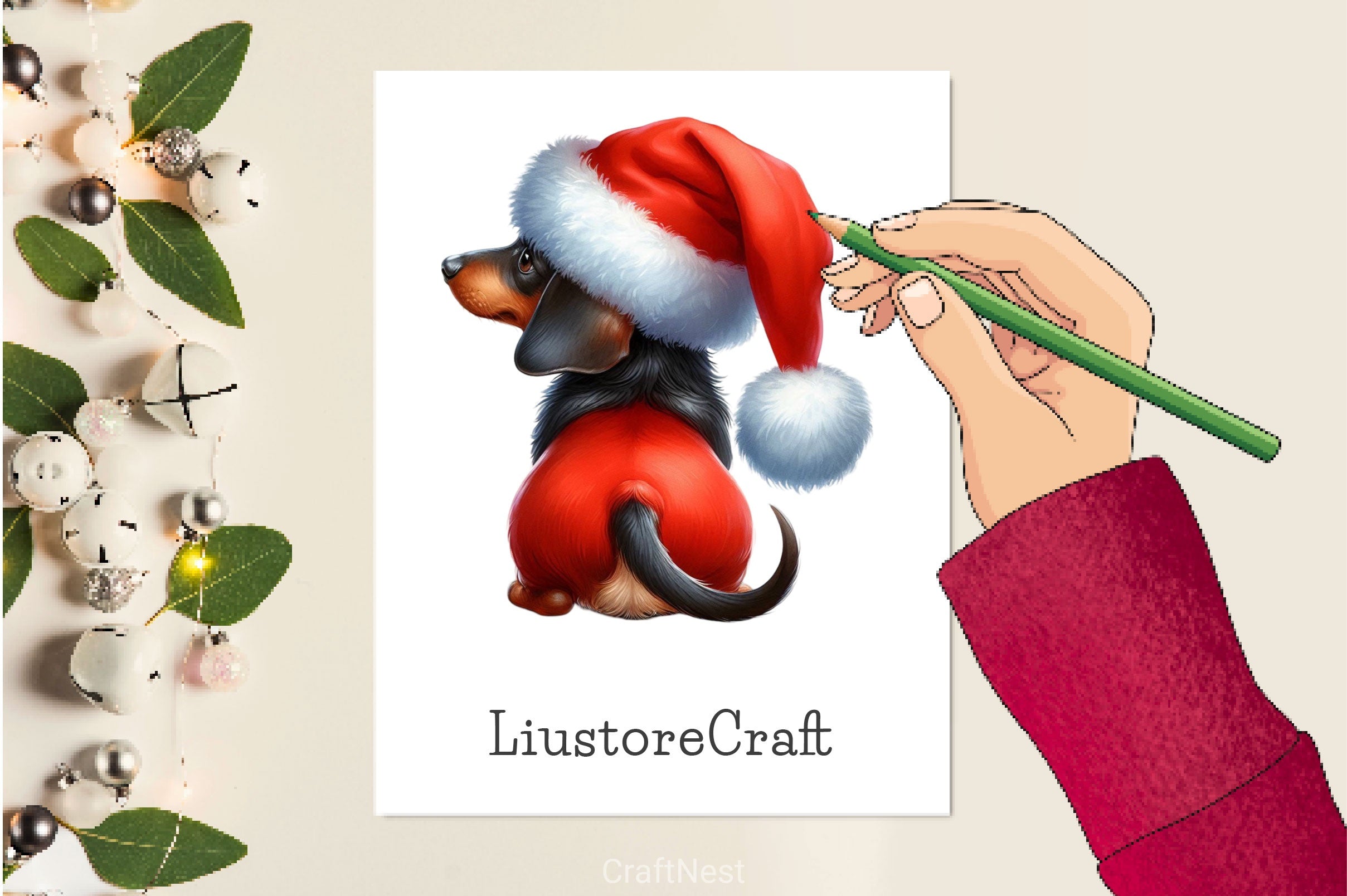 Funny Christmas Dog From Behind Clipart Bundle 2 - CraftNest - Digital Crafting and Art