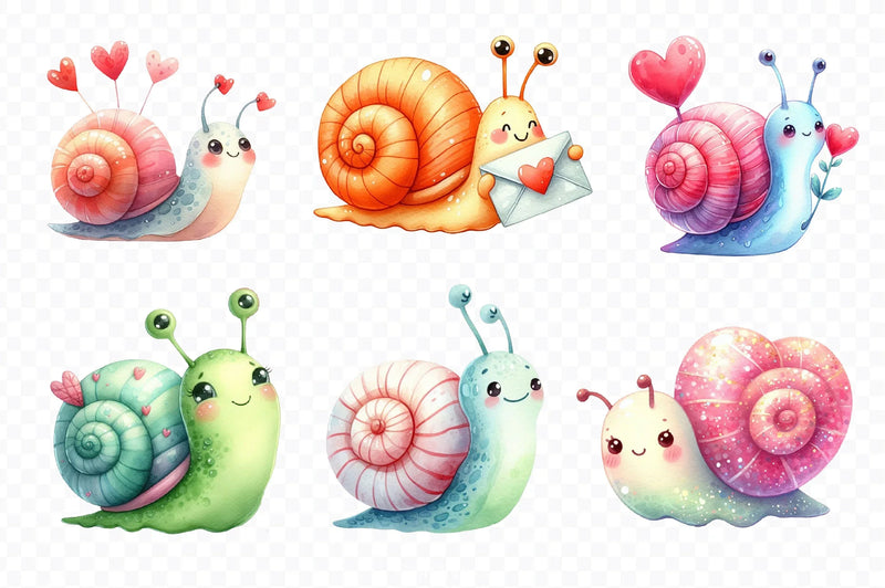 Cute Snails Clipart Bundle - CraftNest - Digital Crafting and Art