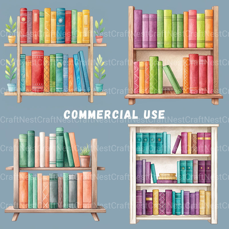 Minimalist Bookshelves Clipart Bundle - CraftNest - Digital Crafting and Art