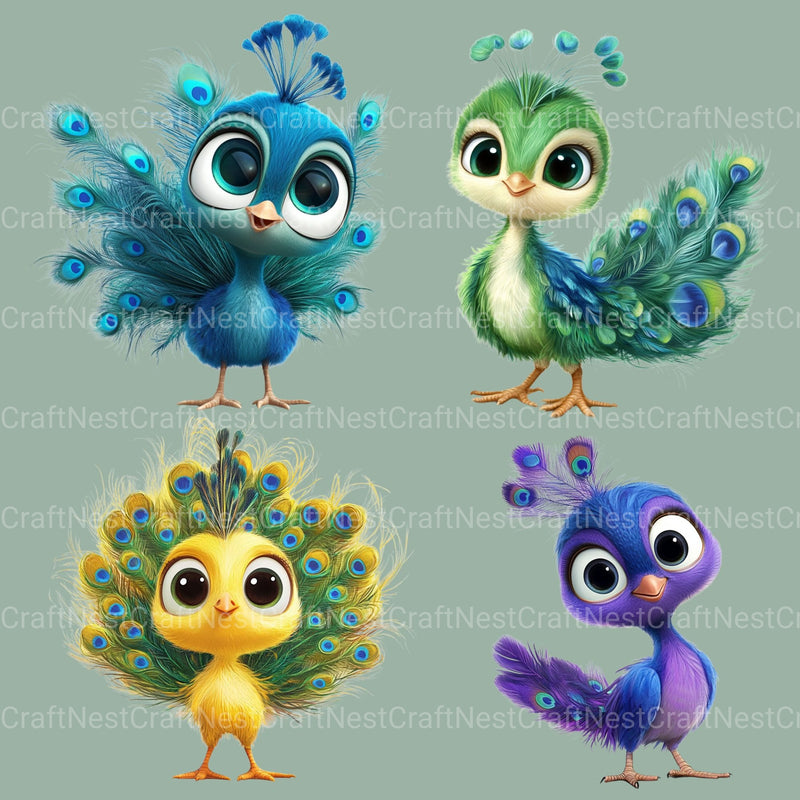 Peacocks Clipart Bundle - CraftNest - Digital Crafting and Art