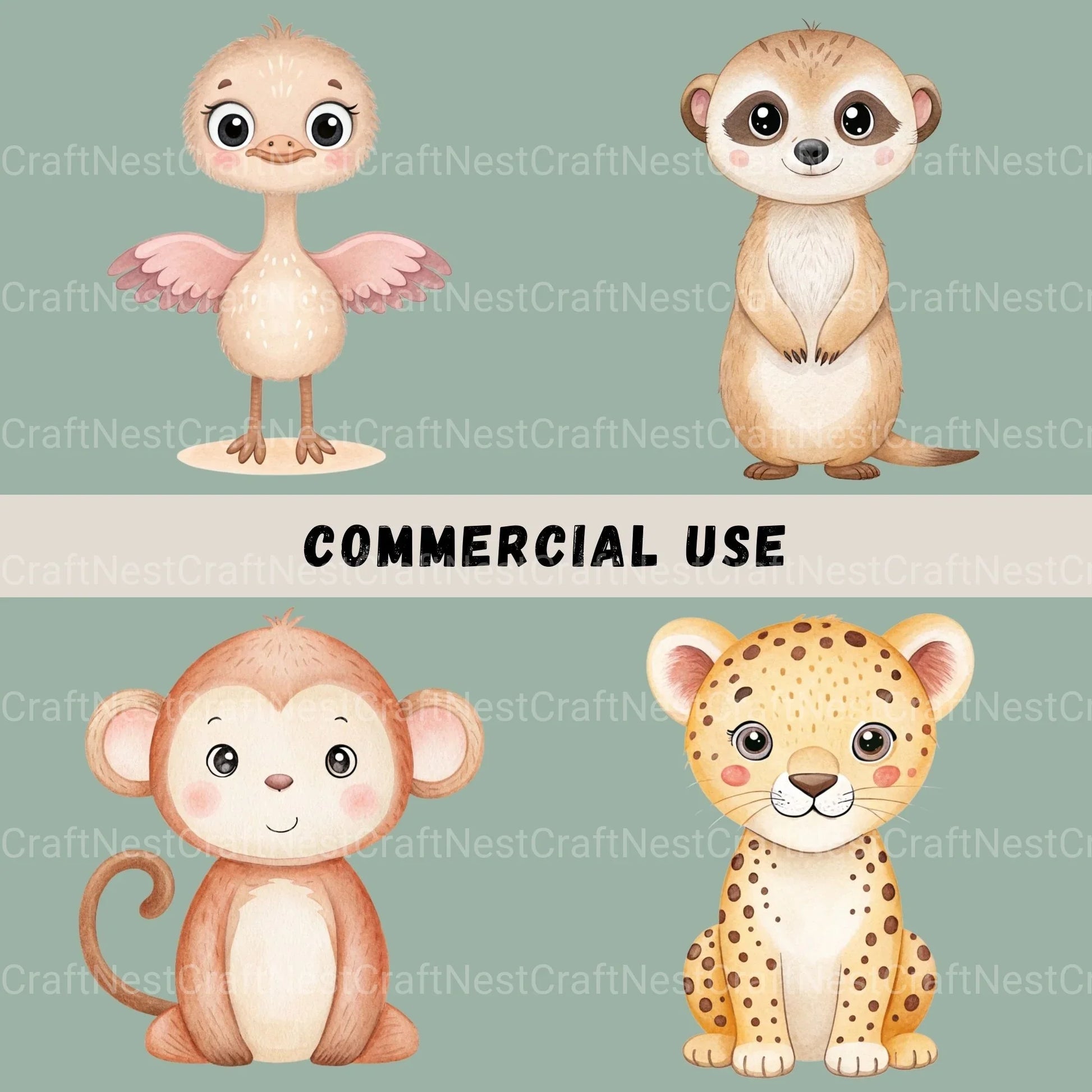 Safari Animals Nursery Clipart Bundle - CraftNest - Digital Crafting and Art