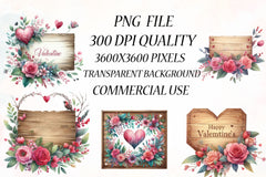 Valentine's Day Wooden Signs Clipart Bundle - CraftNest - Digital Crafting and Art