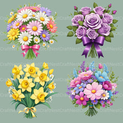 Floral Bouquets Clipart Bundle - CraftNest - Digital Crafting and Art