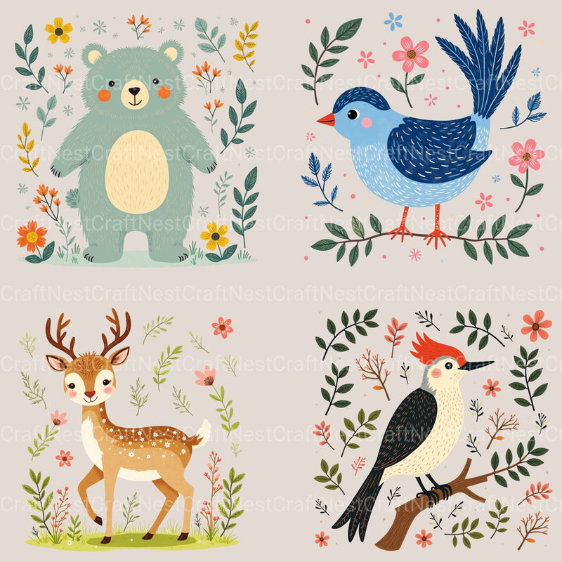 Woodland Animals 2 Clipart Bundle 3 - CraftNest - Digital Crafting and Art