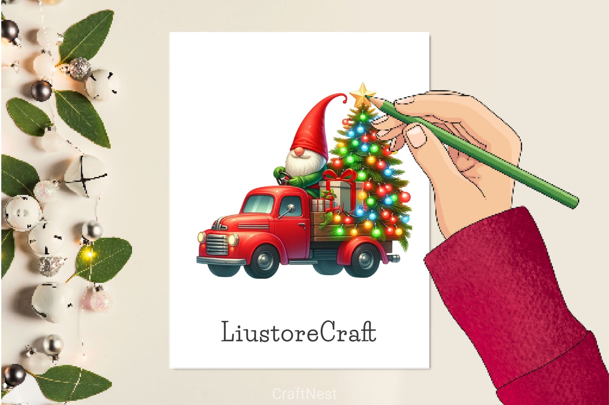 Merry Christmas Truck Gnomes Clipart Bundle - CraftNest - Digital Crafting and Art