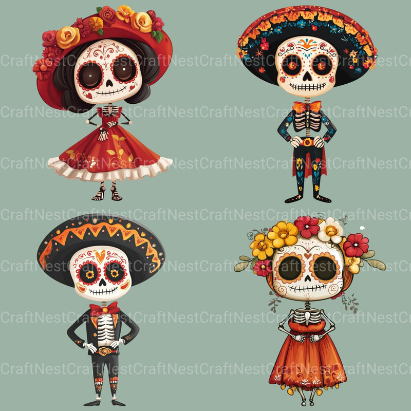 Dia De Muertos Day Of The Dead Clipart Bundle - CraftNest - Digital Crafting and Art