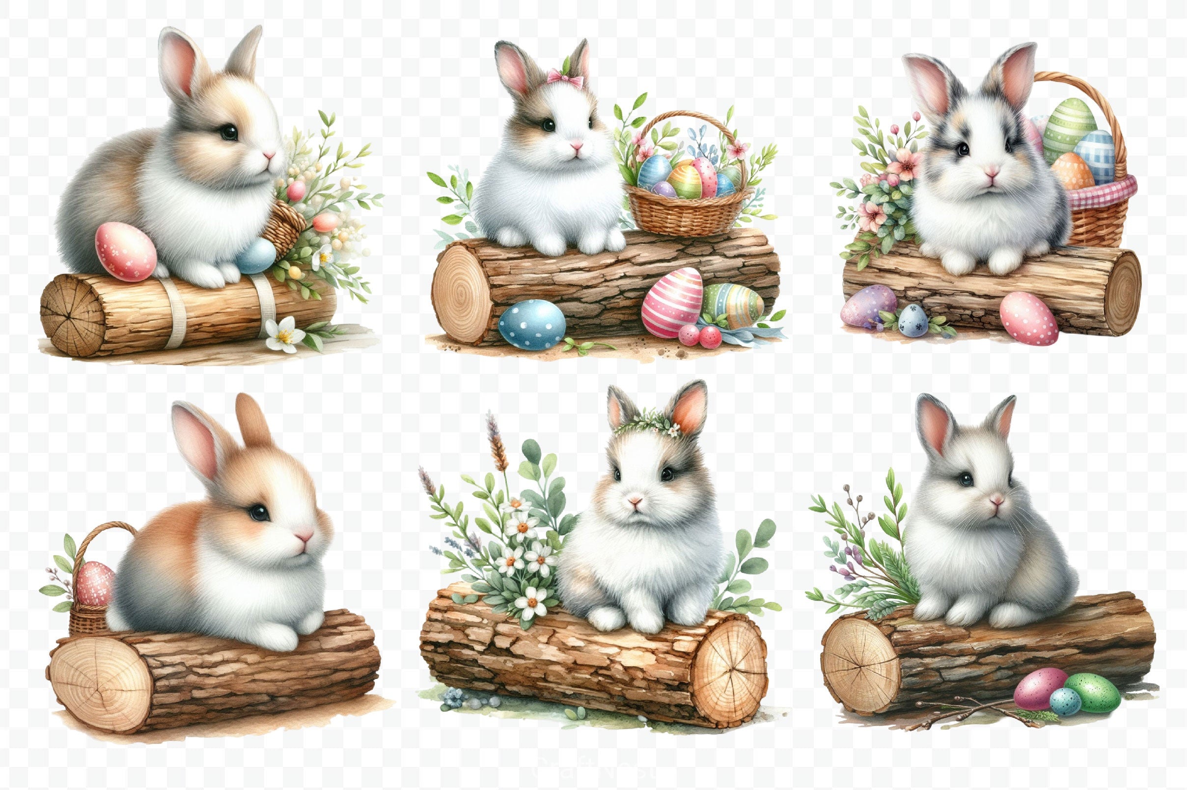 Cute Easter Bunny Clipart Bundle 6 - CraftNest - Digital Crafting and Art