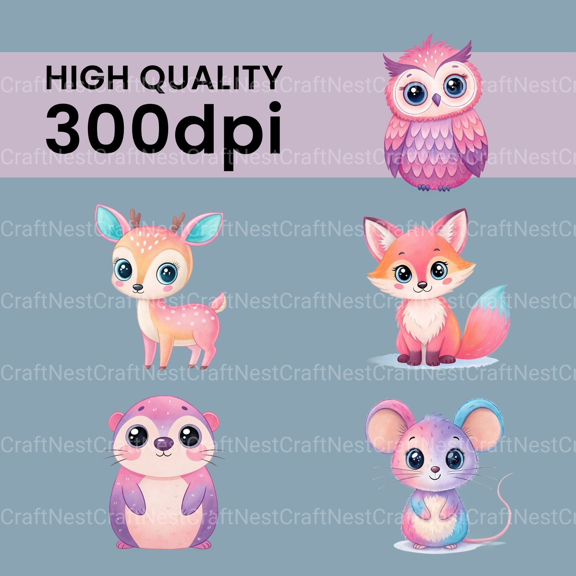 Girl Woodland Animals Clipart Bundle - CraftNest - Digital Crafting and Art