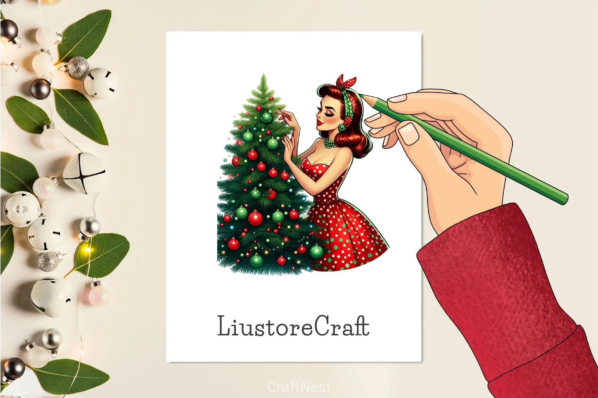 Vintage Christmas Pinup Girl Clipart Bundle 2 - CraftNest - Digital Crafting and Art