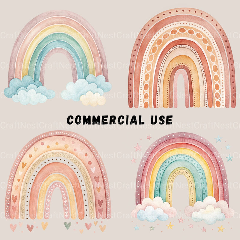 Boho Rainbows Clipart Bundle - CraftNest - Digital Crafting and Art