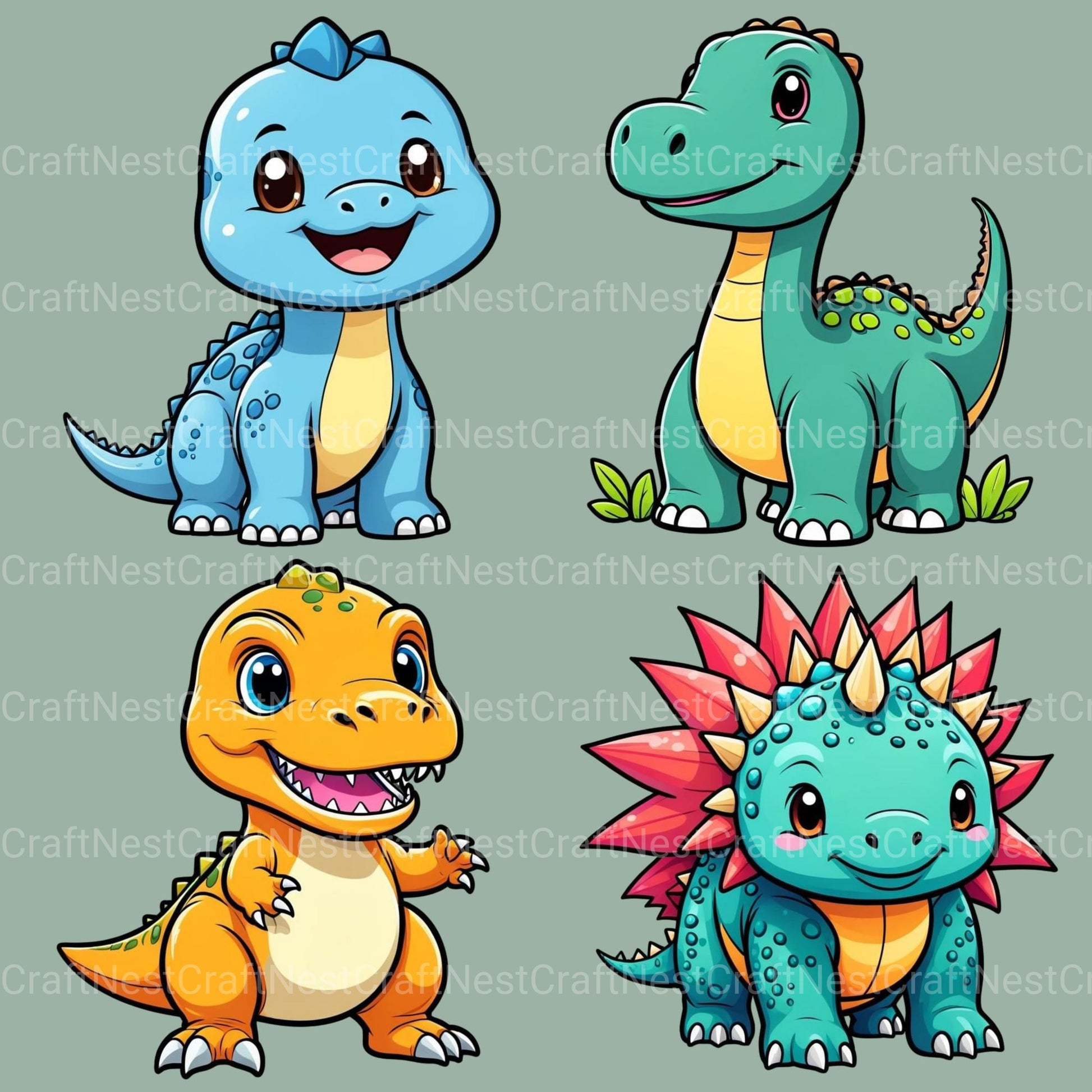 Dinosaurs Clipart Bundle 3 - CraftNest - Digital Crafting and Art