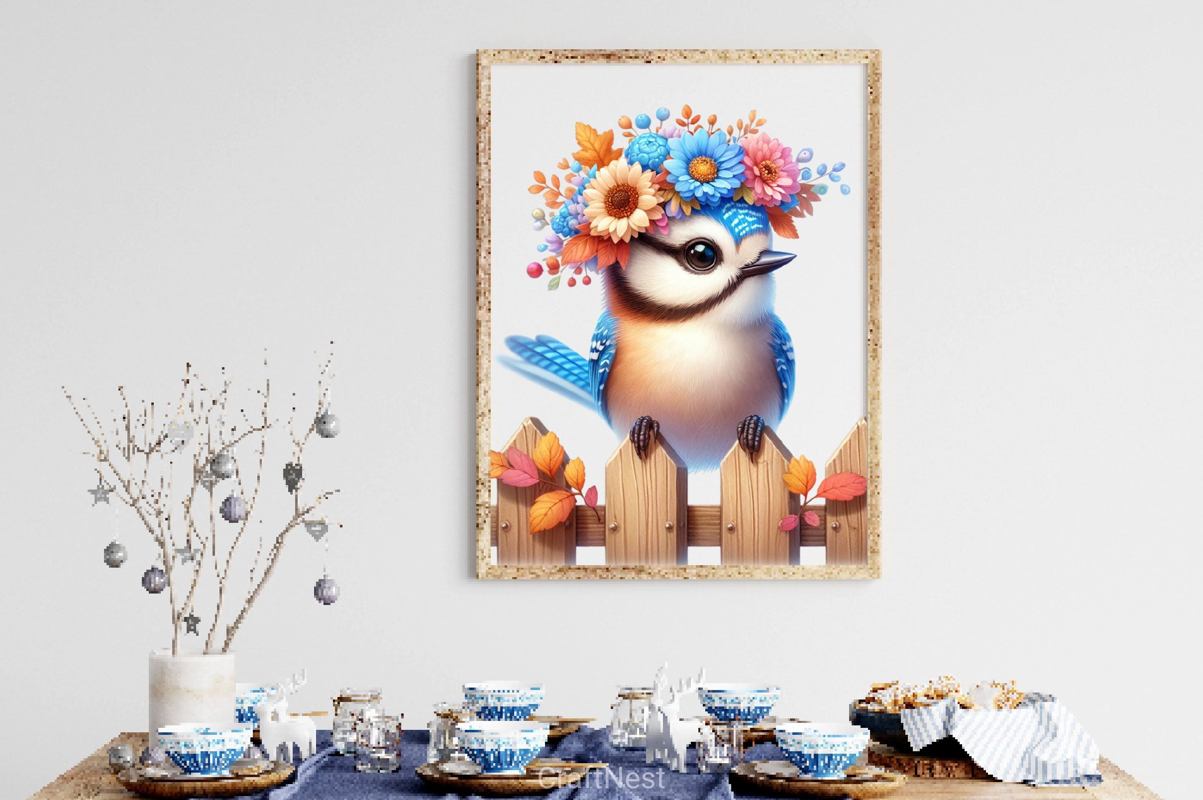 Cute Autumn Jay Bird Clipart Bundle - CraftNest - Digital Crafting and Art