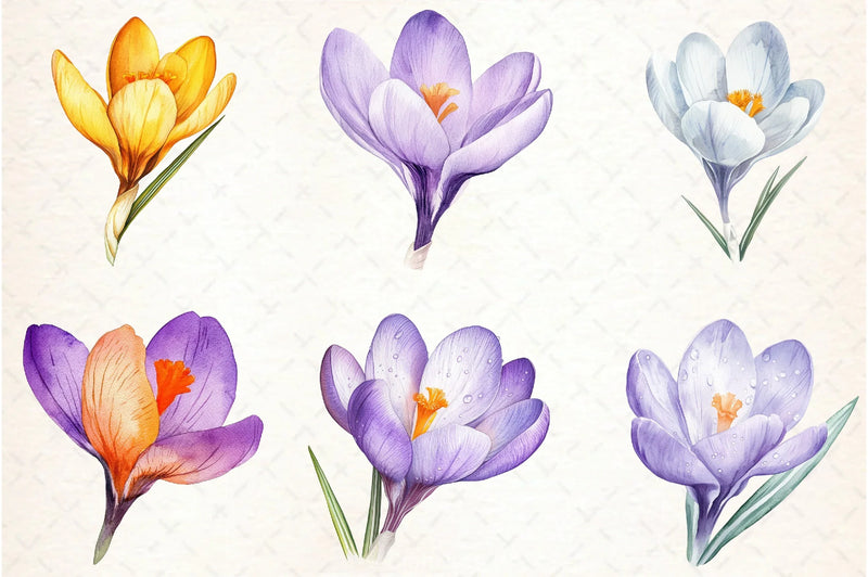 Crocuses Flowers Clipart Bundle - CraftNest - Digital Crafting and Art