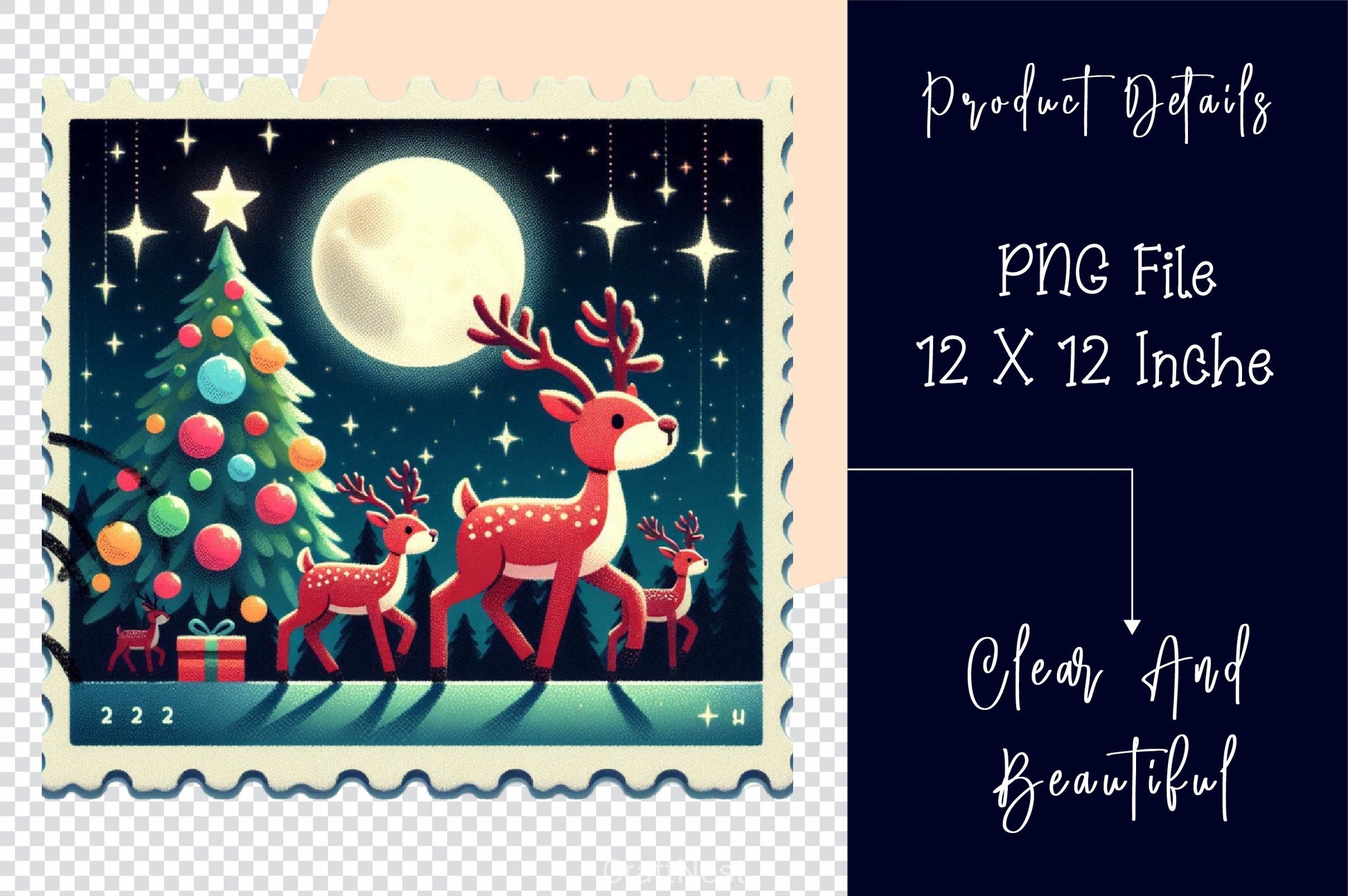 Christmas Reindeer Postage Stamps Clipart Bundle 4 - CraftNest - Digital Crafting and Art
