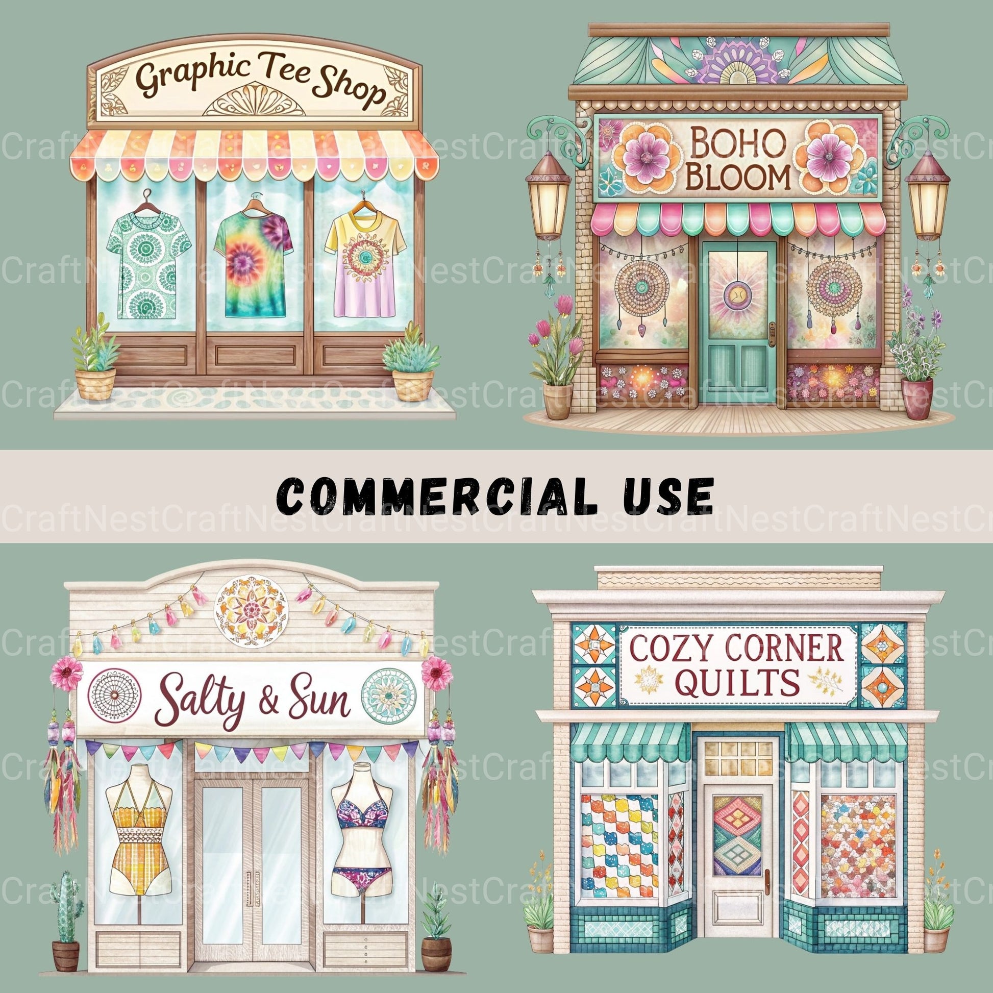 Village Shops Clipart Bundle - CraftNest - Digital Crafting and Art