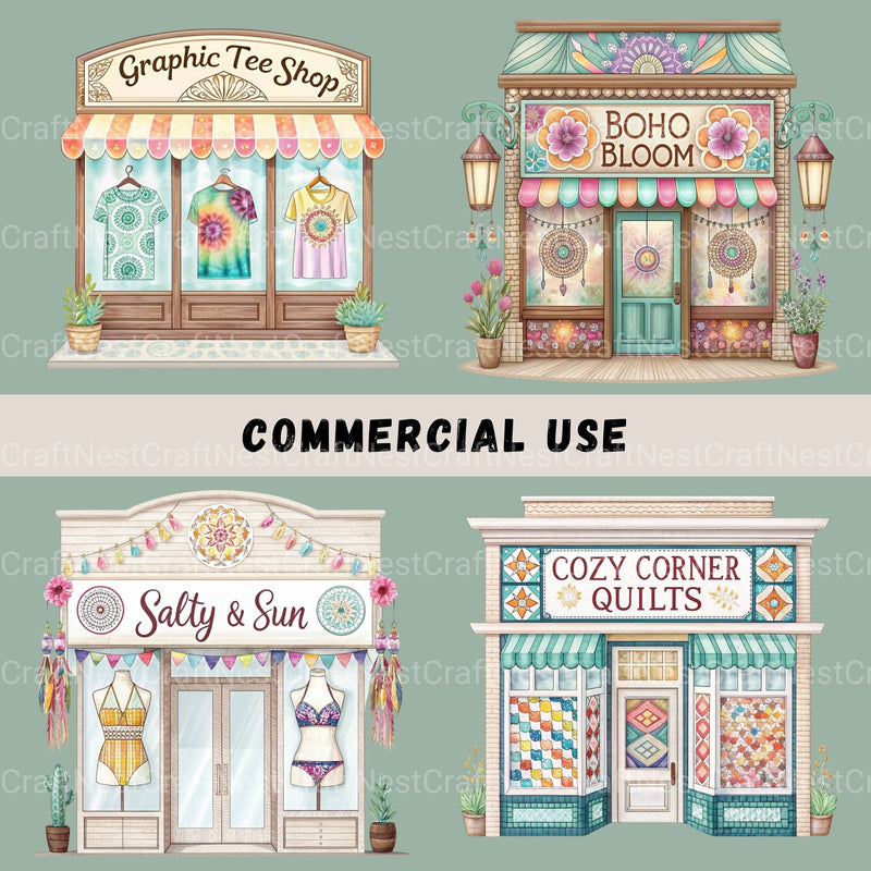 Village Shops Clipart Bundle - CraftNest - Digital Crafting and Art