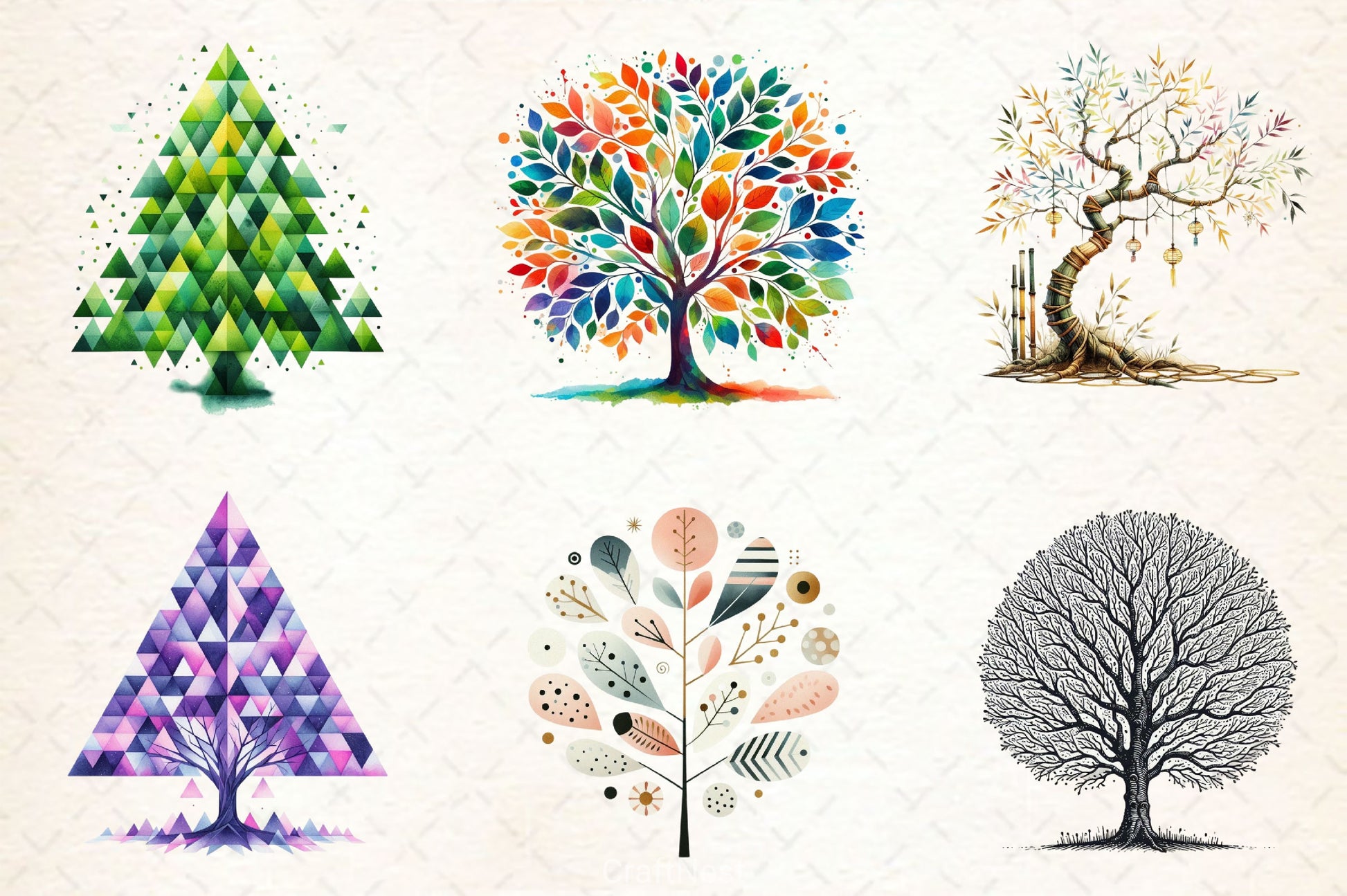 Minimalist Christmas Tree Clipart Bundle 2 - CraftNest - Digital Crafting and Art