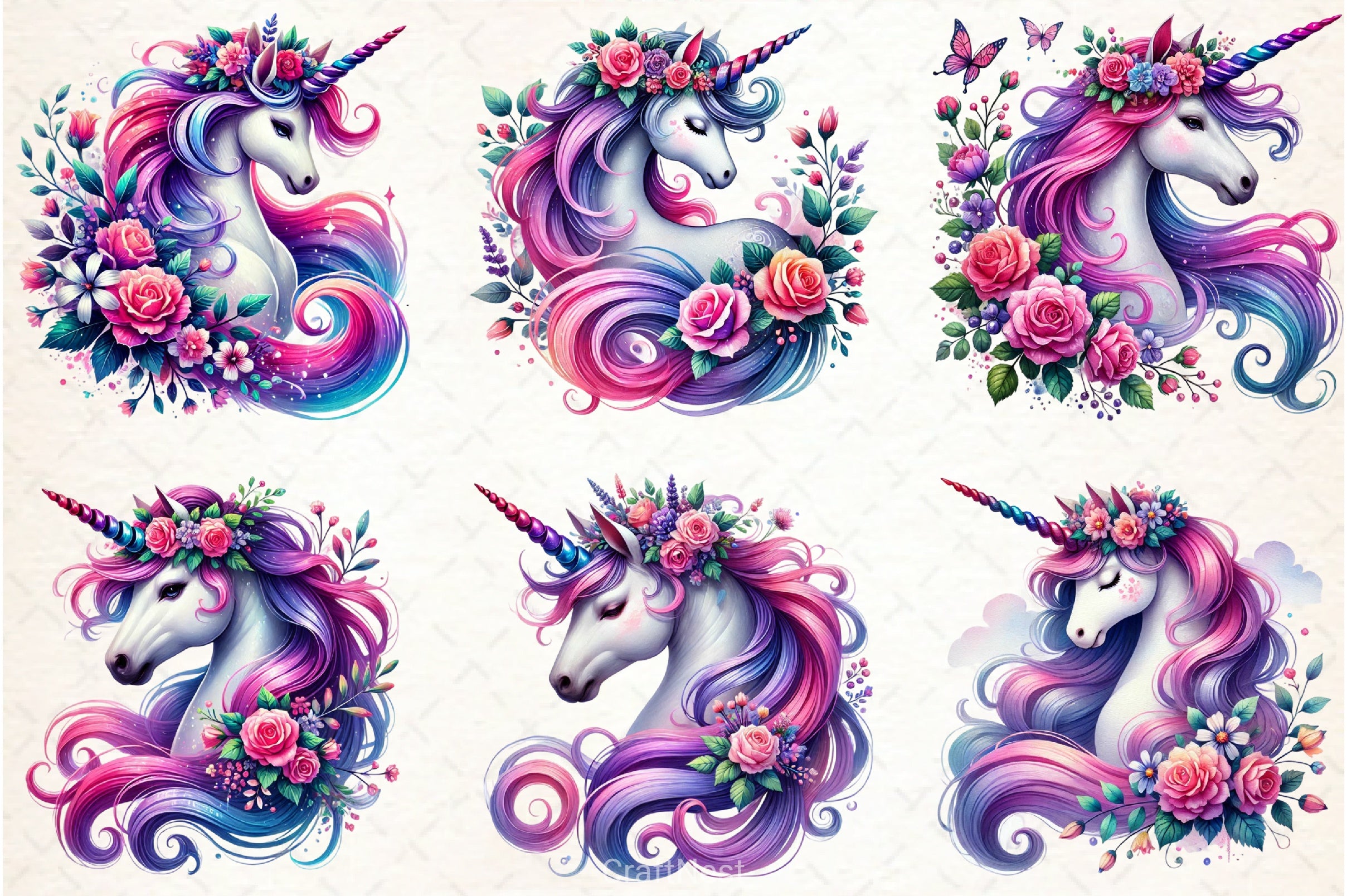 Cute Unicorn Clipart Bundle 5 - CraftNest - Digital Crafting and Art