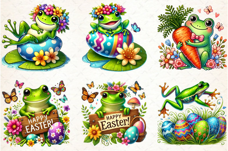 Cute Easter Frog Clipart Bundle - CraftNest - Digital Crafting and Art