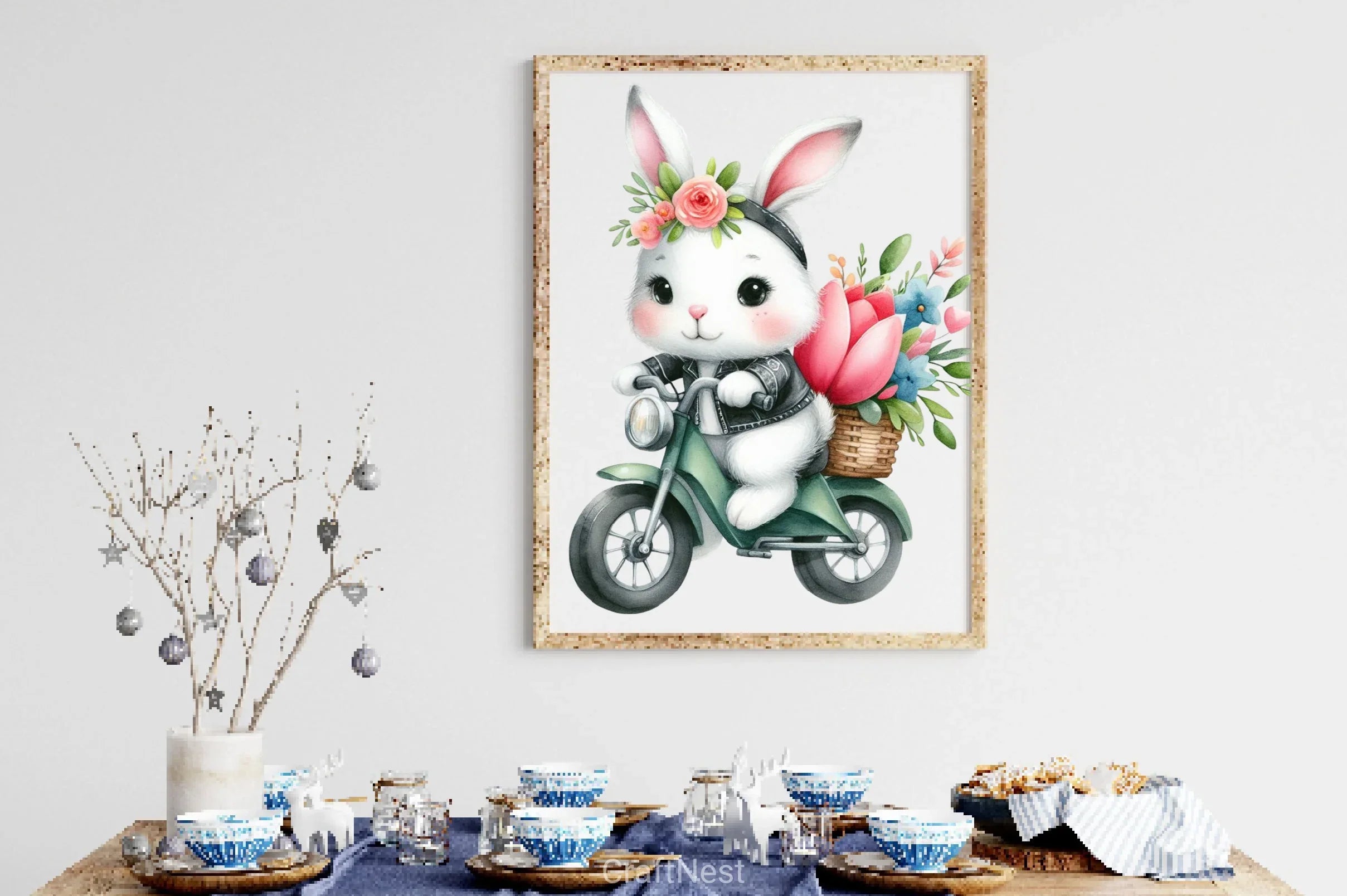 Easter Flower Biker Bunny Clipart Bundle - CraftNest - Digital Crafting and Art