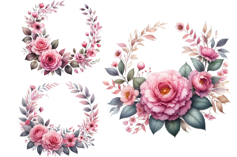 Rose Wreath Clipart Bundle - CraftNest - Digital Crafting and Art