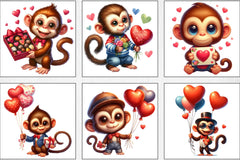 Valentine Monkey Clipart Bundle - CraftNest - Digital Crafting and Art