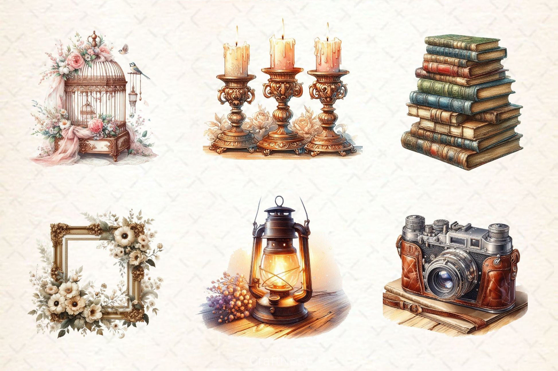 Antique Beige Aesthetic Clipart Bundle - CraftNest - Digital Crafting and Art