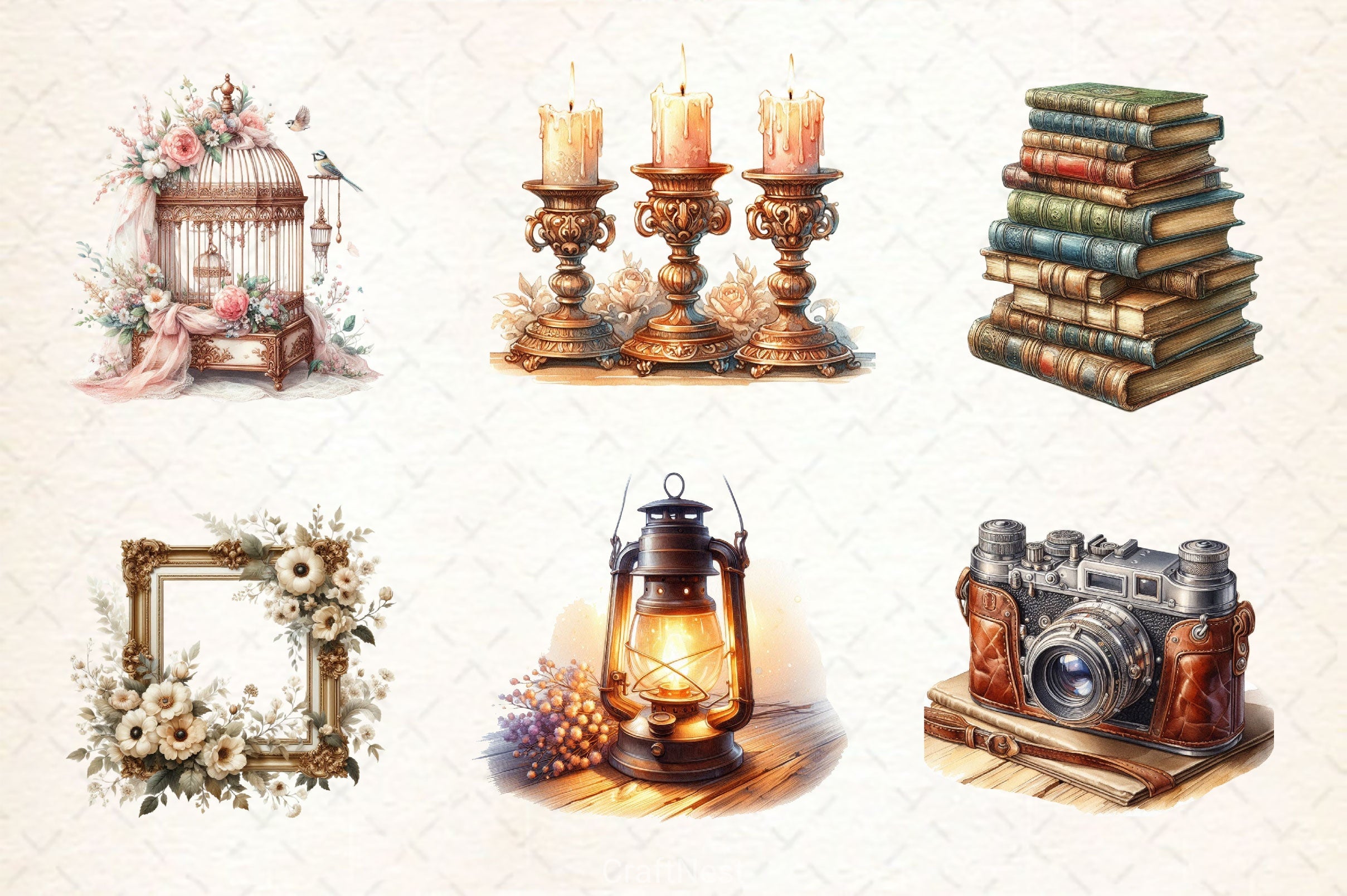 Antique Beige Aesthetic Clipart Bundle - CraftNest - Digital Crafting and Art