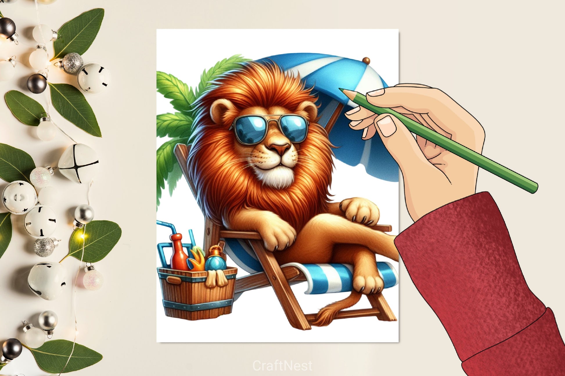 Cute Lion Beach Clipart Bundle - CraftNest - Digital Crafting and Art
