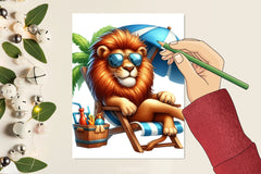 Cute Lion Beach Clipart Bundle - CraftNest - Digital Crafting and Art