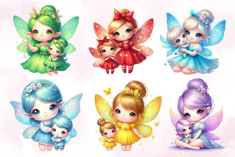Fairy Mom And Baby Clipart Bundle 2 - CraftNest - Digital Crafting and Art