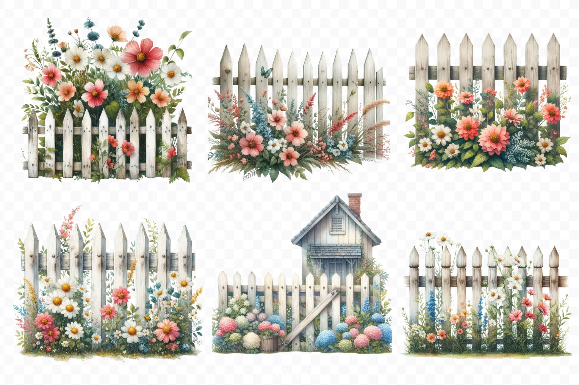Rustic Picket Fences Clipart Bundle 2 - CraftNest - Digital Crafting and Art