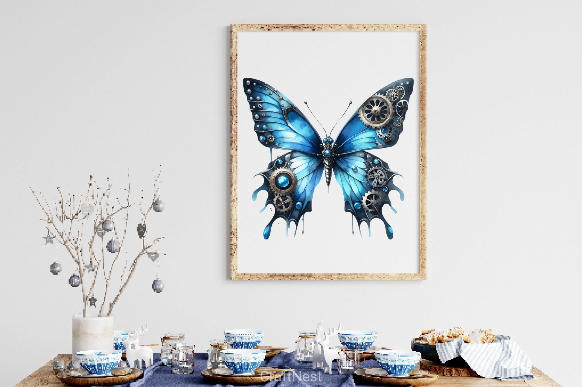 Blue Steampunk Butterfly Clipart Bundle - CraftNest - Digital Crafting and Art