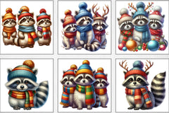 Christmas Raccoons Clipart Bundle - CraftNest - Digital Crafting and Art